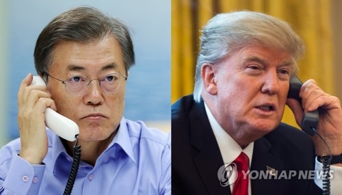 (2nd LD) Moon, Trump agree to bring N. Korea to dialogue table thru sanctions, pressure - 1