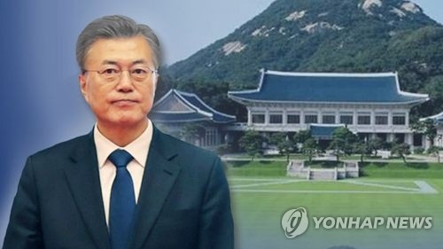This image, provided by Yonhap News TV, shows President Moon Jae-in and his office Cheong Wa Dae in Seoul. (Yonhap)