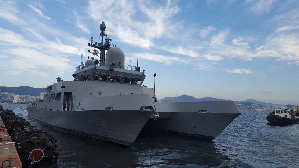 South Korean Navy's new multi-purpose training boat is shown in this photo provided by the Defense Acquisition Program Administration. (Yonhap)