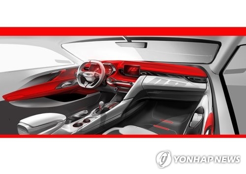 This rendering shows the interior design of Hyundai Motor's all-new Veloster hatchback, which will be unveiled at the 2018 Detroit motor show this month. (Yonhap)
