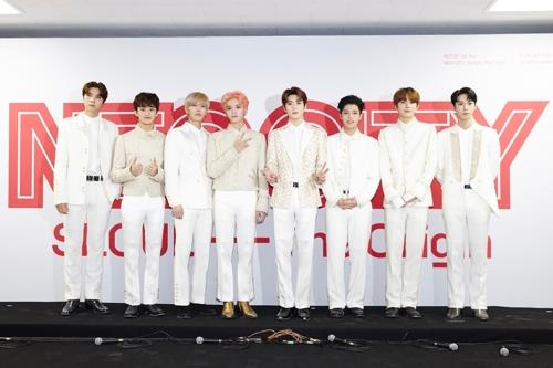 This photo provided by SM Entertainment shows NTC 127 posing for photos ahead of a press conference on Jan. 27, 2019. (Yonhap)
