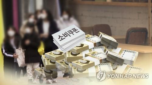 This image provided by Yonhap News TV highlights state discount coupons provided to boost consumer spending. (PHOTO NOT FOR SALE) (Yonhap)