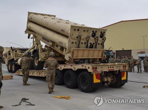 A launcher of an advanced U.S. missile defense system called THAAD is seen in this photo captured from the Facebook account of the 35th Air Defense Artillery Brigade of the U.S. Forces Korea (USFK) on April 24, 2019. The USFK said it conducted a THAAD exercise at a base in Pyeongtaek, 70 km south of Seoul, the previous week. (PHOTO NOT FOR SALE) (Yonhap)