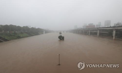 This photo taken June 30, 2022, shows Tan Stream in southern Seoul submerged following heavy downpours earlier this week. (Yonhap)