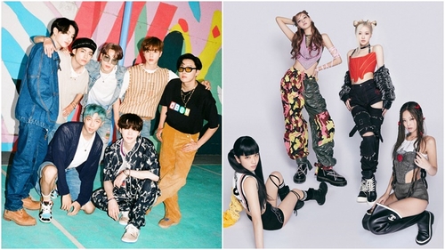 K-pop groups BTS (L) and BLACKPINK (Yonhap)