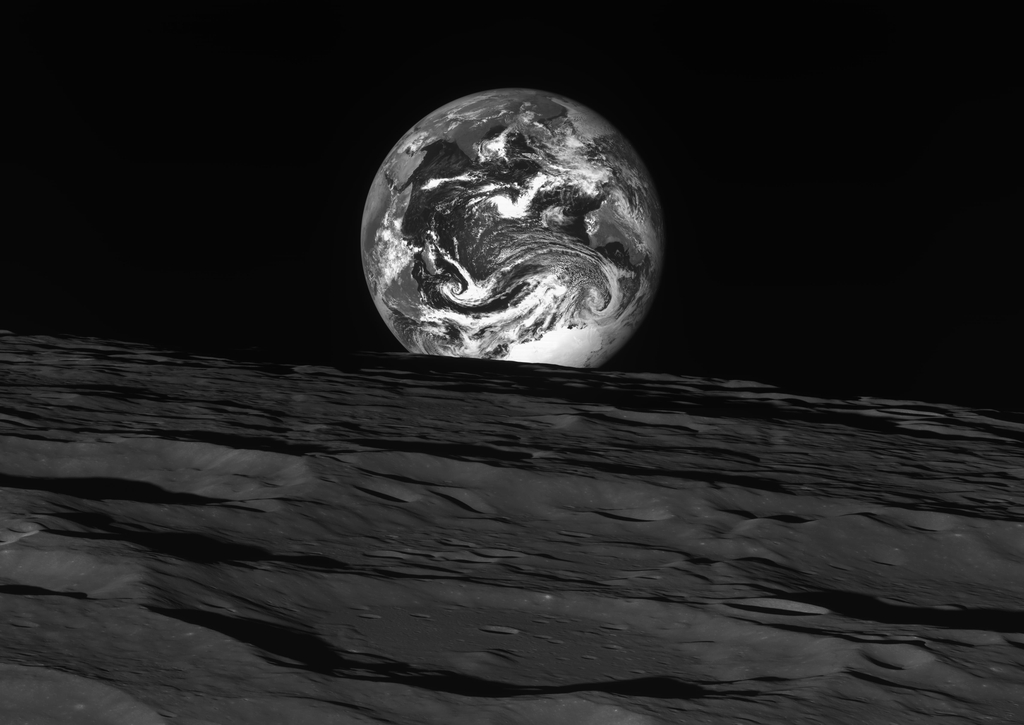 This photo of Earth, provided by the Korea Aerospace Research Institute (KARI), was taken on Dec. 24, 2022, by a camera onboard the South Korean lunar orbiter Danuri. (PHOTO NOT FOR SALE) (Yonhap)