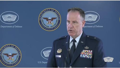 U.S. Department of Defense Press Secretary Brig. Gen. Pat Ryder is seen answering a question during a daily press briefing at the Pentagon in Washington on March 16, 2023 in this captured image. (Yonhap)
