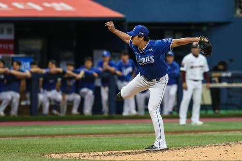 This undated file photo provided by the Samsung Lions on April 20, 2023, shows the team's reliever Oh Seung-hwan. (PHOTO NOT FOR SALE) (Yonhap)