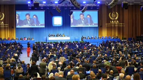 Esta foto, proporcionada por el Ministerio de Asuntos Exteriores el 16 de septiembre de 2024, muestra la 68.ª Conferencia General del Organismo Internacional de Energía Atómica, el organismo de control nuclear de las Naciones Unidas, que se celebra en Viena, Austria. (FOTO NO A LA VENTA) (Yonhap)