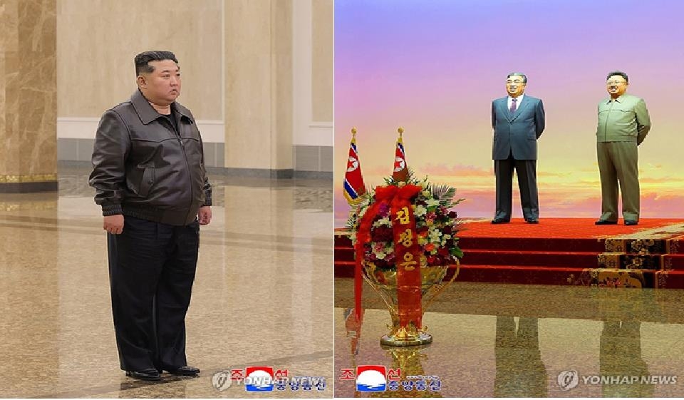 (LEAD) N. Korea's Kim pays respects at family mausoleum for party founding anniversary