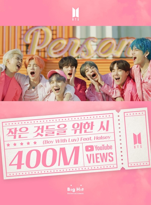 «Boy With Luv» de BTS dépasse les 400 mlns de vues sur YouTube