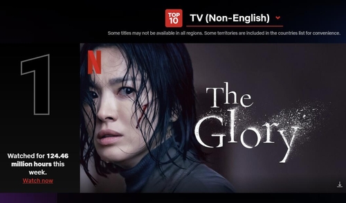 Capture d'écran de Netflix montrant que «The Glory Part 2» a été le programme TV non anglophone le plus regardé durant la semaine du 6 au 12 mars 2023. (Revente et archivage interdits)