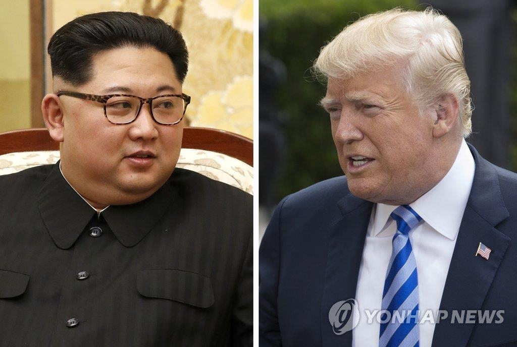 米国のトランプ大統領（右）と北朝鮮の金正恩（キム・ジョンウン）国務委員長（朝鮮労働党委員長）＝（聯合ニュース）