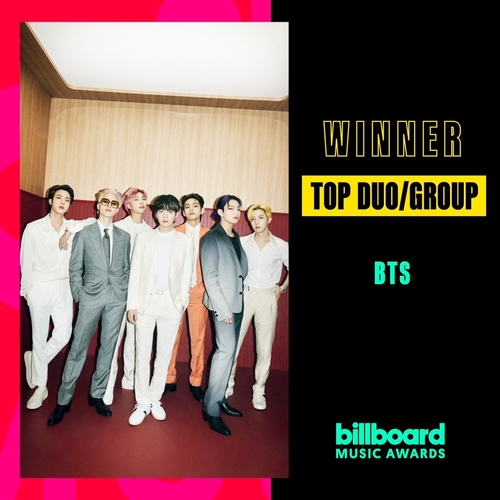 「トップ・デュオ／グループ」を受賞したＢＴＳ（ビルボード・ミュージック・アワードのＳＮＳより）＝（聯合ニュース）≪転載・転用禁止≫