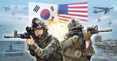 韓米は合同軍事演習を４月中旬に実施する見通しだ（イラスト）＝（聯合ニュース）≪転載・転用禁止≫
