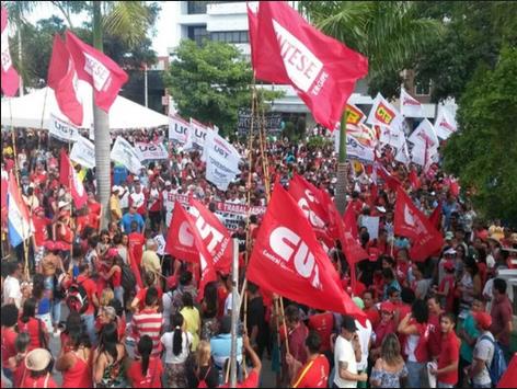 상파울루 시에서 벌어진 노동계의 연금개혁 반대 시위 [브라질 뉴스포털 G1]