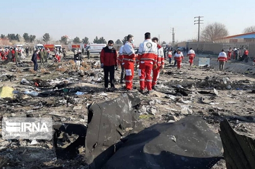 테헤란 부근의 우크라이나 여객기 추락사고 현장