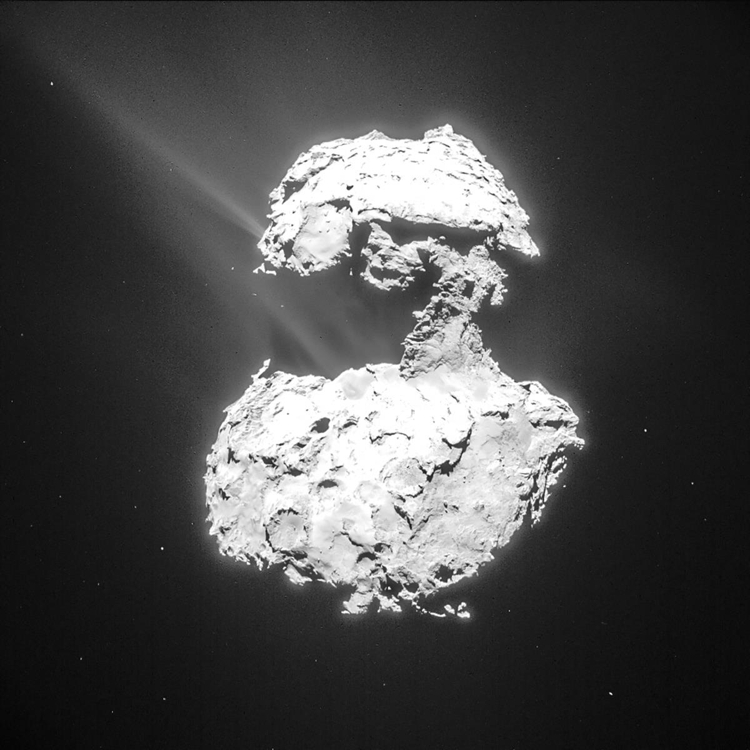 혜성 67P가 태양에 가까워지면서 표면에서 가스와 먼지가 피어오른 장면 
