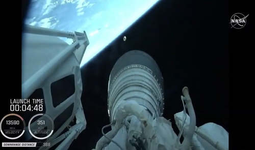 화성탐사 로버 '퍼서비어런스' 발사 4분 48초후 로켓에서 촬영된 영상