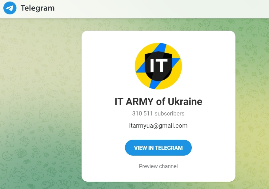 가입자 30만명이 넘은 '우크라이나 IT 군대' 텔레그렘 그룹