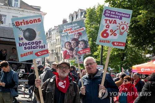 벨기에 브뤼셀에서 열린 노동절 시위