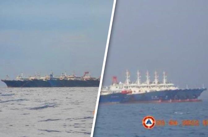 휫선 암초 부근에 머물고 있는 중국 선박들