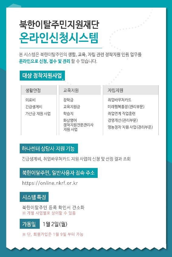 탈북민 정착지원서비스 온라인신청시스템