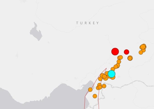 6일 튀르키예에서 발생한 강진과 그 여진들