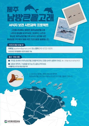 "제주 구좌읍 남방큰돌고래 사진·영상 제보해주세요"