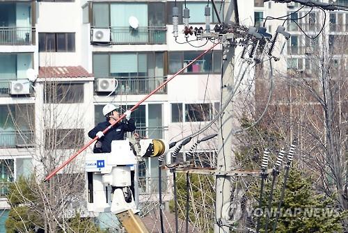 까치집 제거하는 한국전력 직원들의 모습. 기사 내용과는 상관없음.
