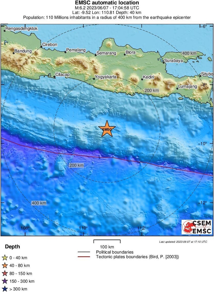 인도네시아 자바 남쪽 지진