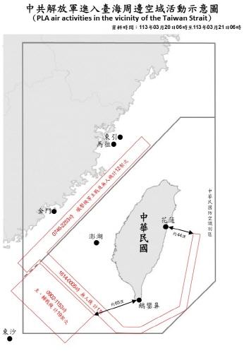 중국 군용기의 비행 항로 궤적