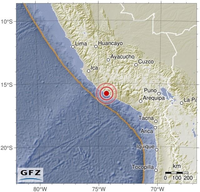 페루 남서부 해안서 규모 6.0 지진
