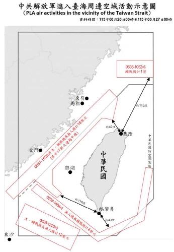 중국 군용기의 비행 항로 궤적