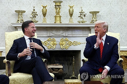 마르크 뤼터 나토 사무총장(왼쪽)과 도널드 트럼프 미국 대통령