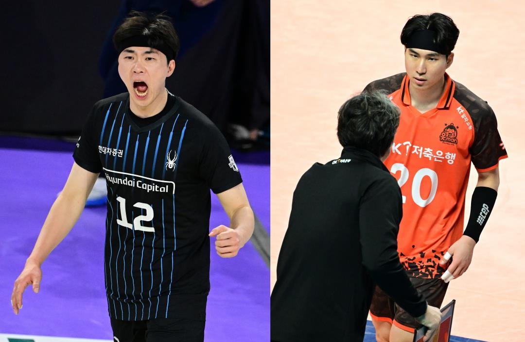트레이드를 추진 중인 현대캐피탈의 전광인(왼쪽)과 OK저축은행의 신호진.