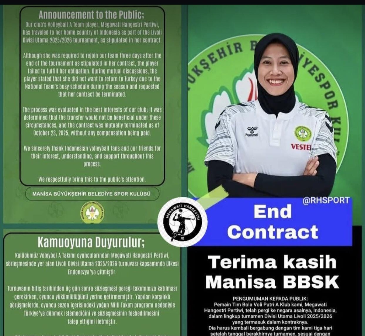 메가와 계약 해지를 알린 마니사 BBSK