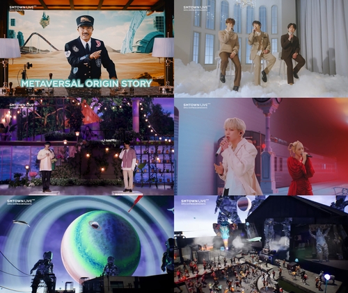 La imagen, proporcionada por SM Entertainment, muestra unas escenas del concierto virtual gratuito "SM Town 2022: SMCU Express", celebrado el 2 de enero de 2022. (Prohibida su reventa y archivo)