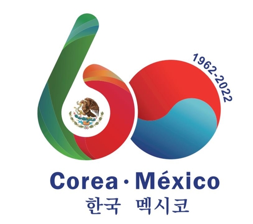 La imagen, proporcionada por la Embajada de Corea del Sur ante México, muestra un logo para conmemorar el 60º aniversario de las relaciones diplomáticas entre Corea del Sur y México. (Prohibida su reventa y archivo)