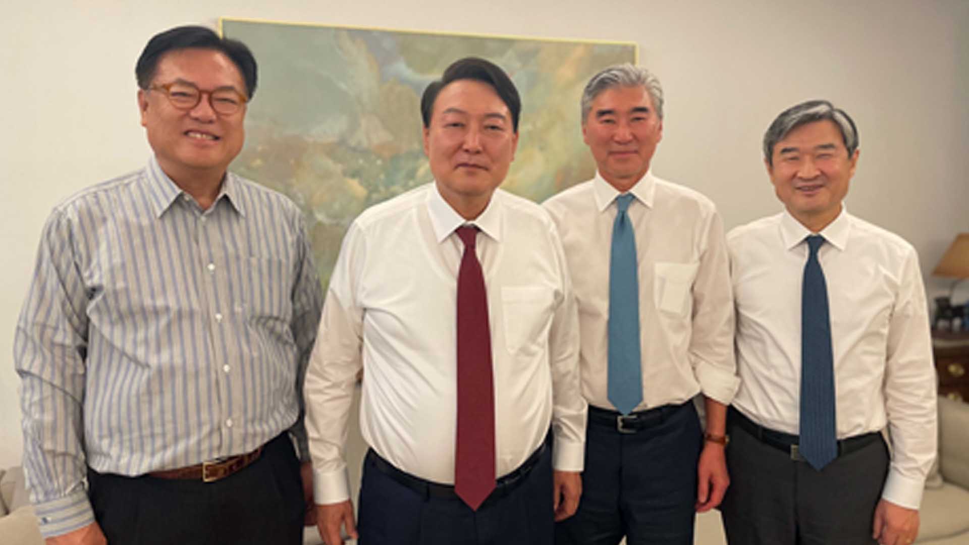 윤 당선인, 어제 성 김 미국 대북특별대표와 만찬 | 연합뉴스