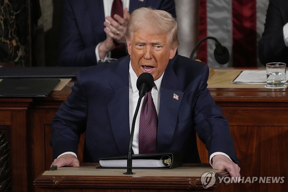 美 트럼프 대통령 첫 의회 연설…관세정책 강행 의지 재확인[연합뉴스 자료사진]