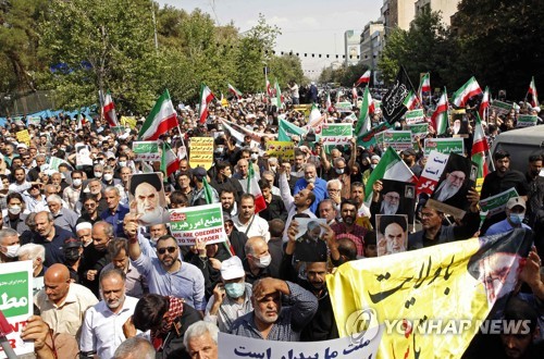 이란 수도 테헤란에서 벌어진 '히잡 의문사' 반발 시위