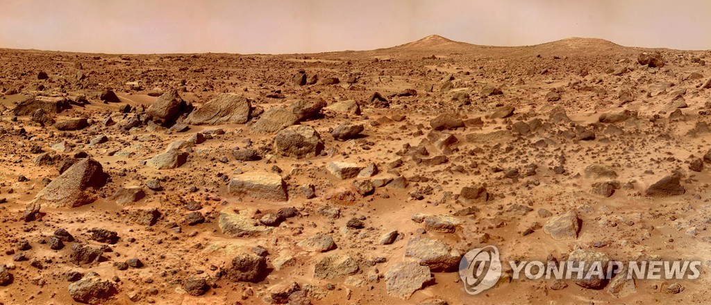 미국 항공우주국(NASA)의 화성탐사선 패스파인더 착륙지점 파노라마 사진. [나사/UPI=연합뉴스 자료사진]