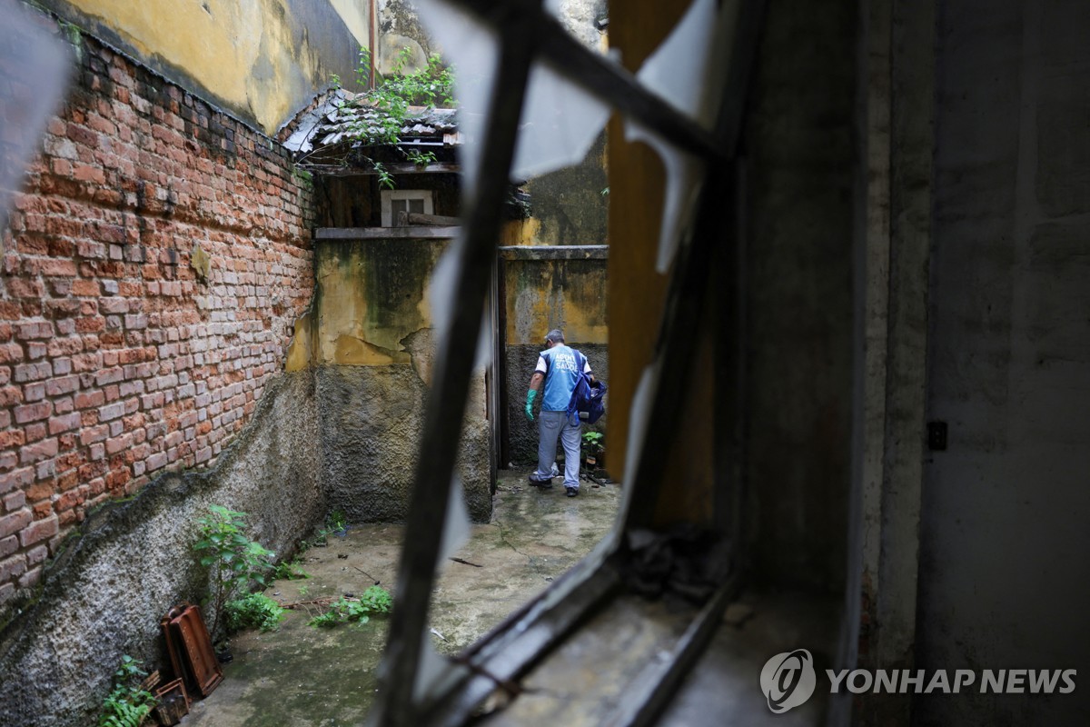 브라질에서 뎅기 바이러스 확산을 막기 위해 조사 중인 시청 직원