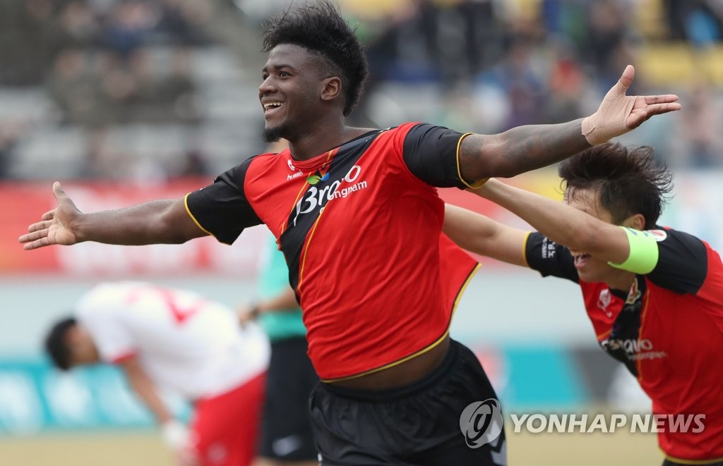 2018년 경남FC 시절 말컹의 골세리머니 장면