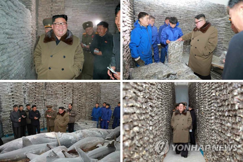 (LEAD) In first reported activity in 13 days, N.K. leader inspects fishery stations