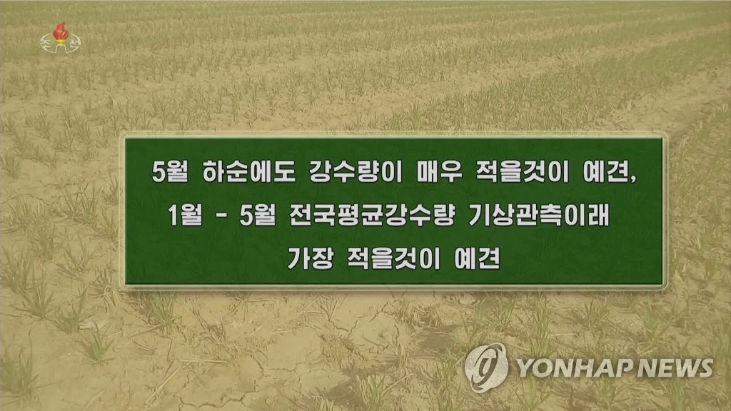 강수량 부족상황 전하는 북한 TV