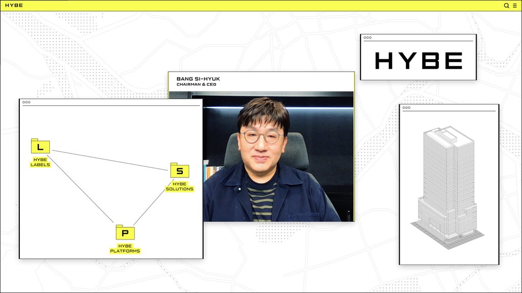 This photo, provided by Hybe, shows its founder and Chief Executive Bang Si-hyuk, who announced a plan to change his company's name from Big Hit Entertainment to Hybe on March 19, 2021. (PHOTO NOT FOR SALE) (Yonhap)