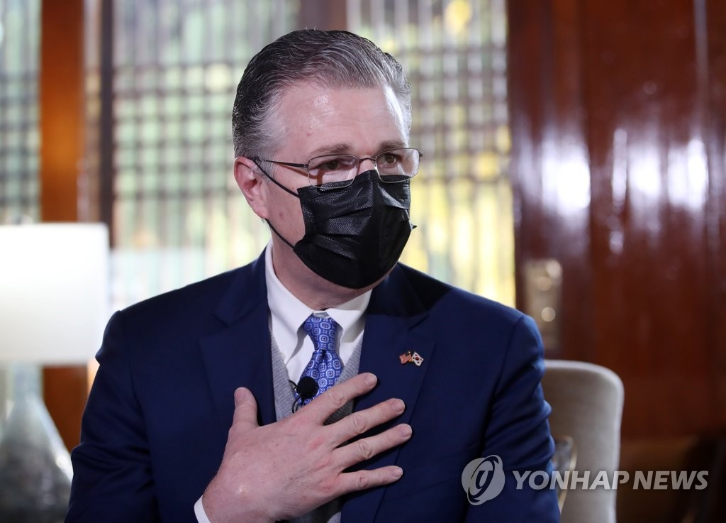 Daniel Kritenbrink, the U.S. assistant secretary of state for East Asian and Pacific affairs, speaks during an interview with Yonhap News Agency at the U.S. ambassador's residence in downtown Seoul, in this file photo taken Nov. 12, 2021. (Yonhap)