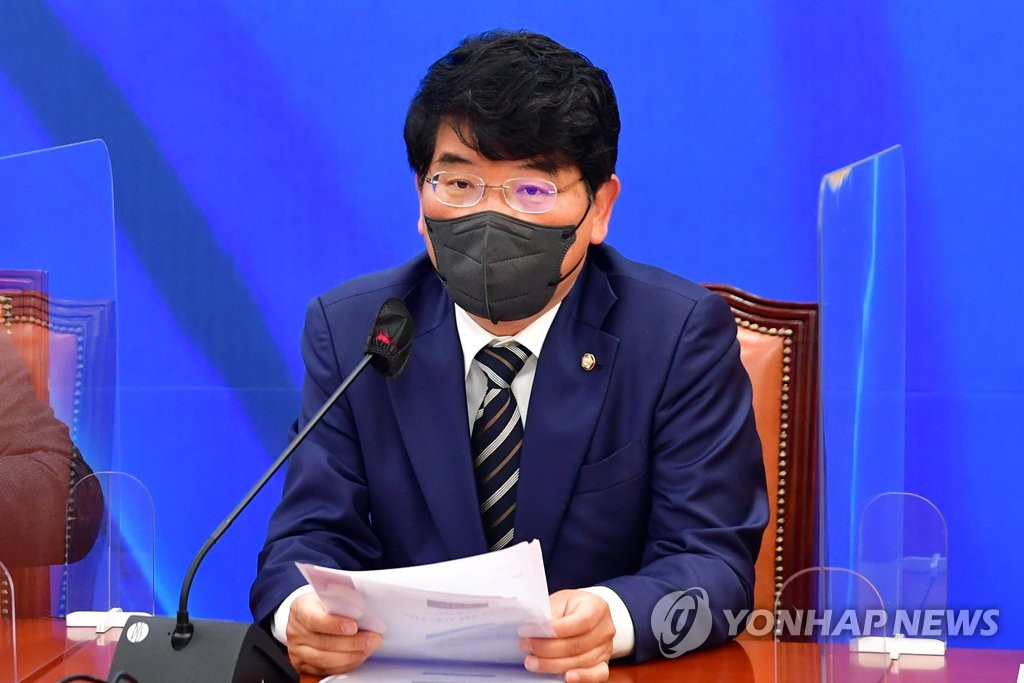 This file photo taken on Feb. 10, 2022, shows Rep. Park Wan-joo of the Democratic Party at the National Assembly in Seoul. (Pool photo) (Yonhap)
